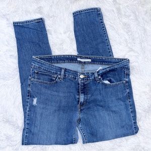 LEVI’S Women’s 711 Distressed Mid Rise Skinny Blue Denim Jeans Plus Size 33